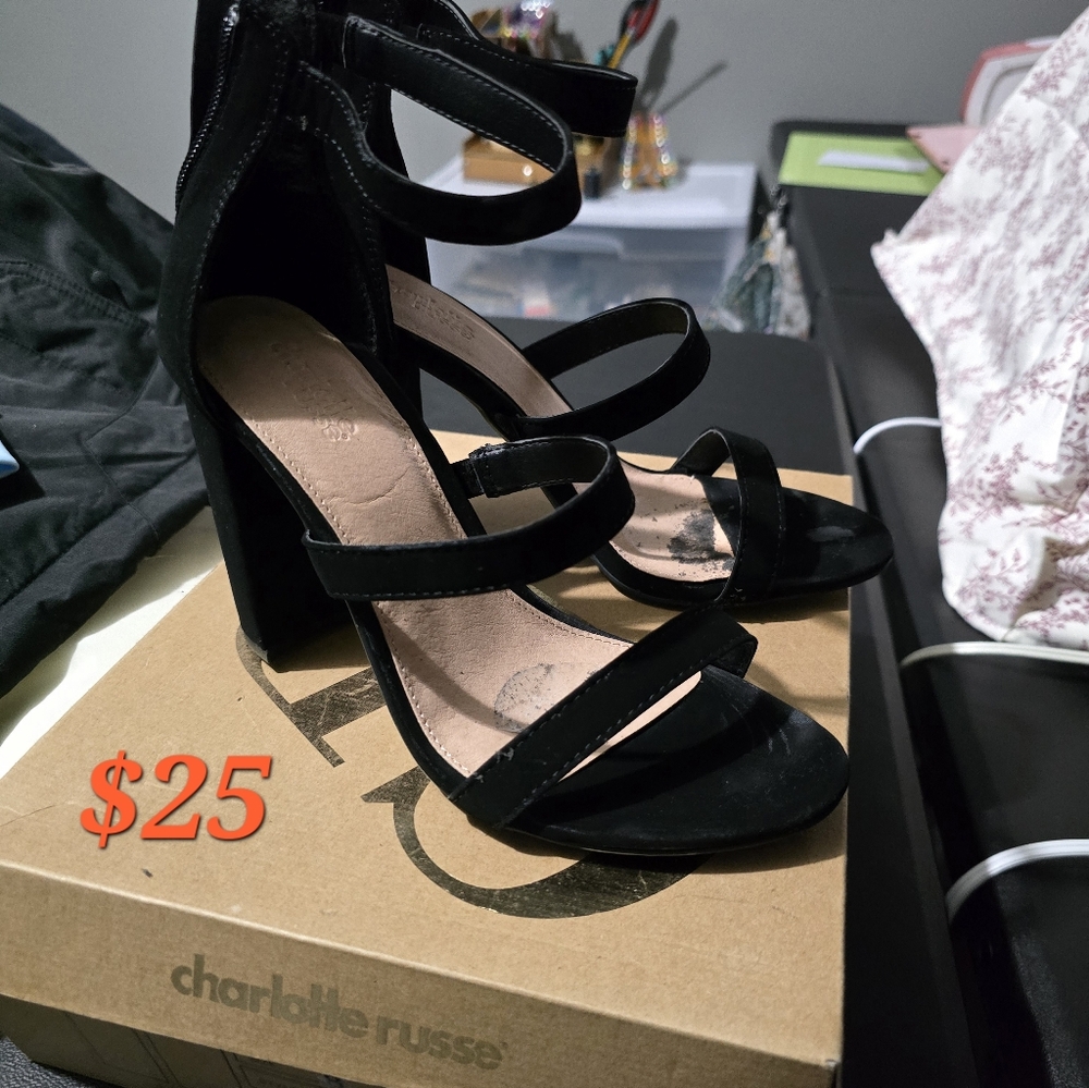 Charlotte Russe Elegant Black Strappy Heels